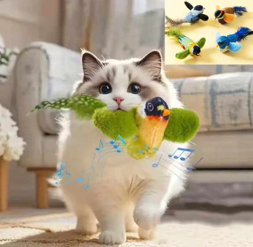 Juguete Interactivo para Gatos con Sonido de Pájaros y Catnip – Colgante de Pared Ideal para Gatos de Interior