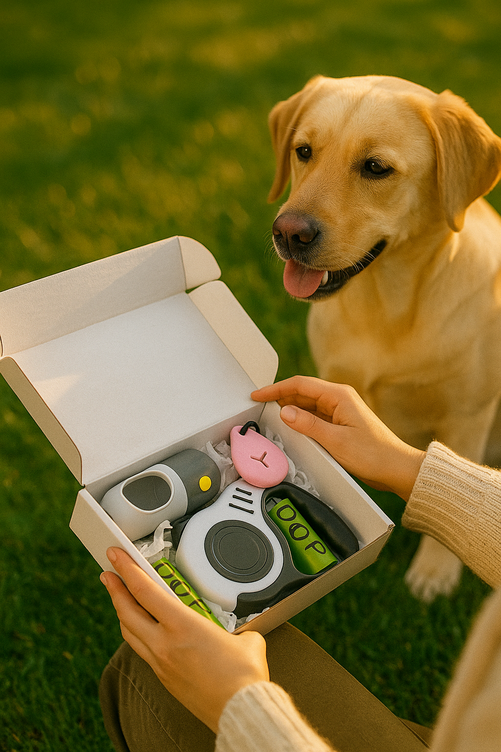 Pack de Paseo para Mascotas | Correa Retráctil, Porta bolsa con Linterna LED, Bolsas Biodegradables, porta bolsa excremento.