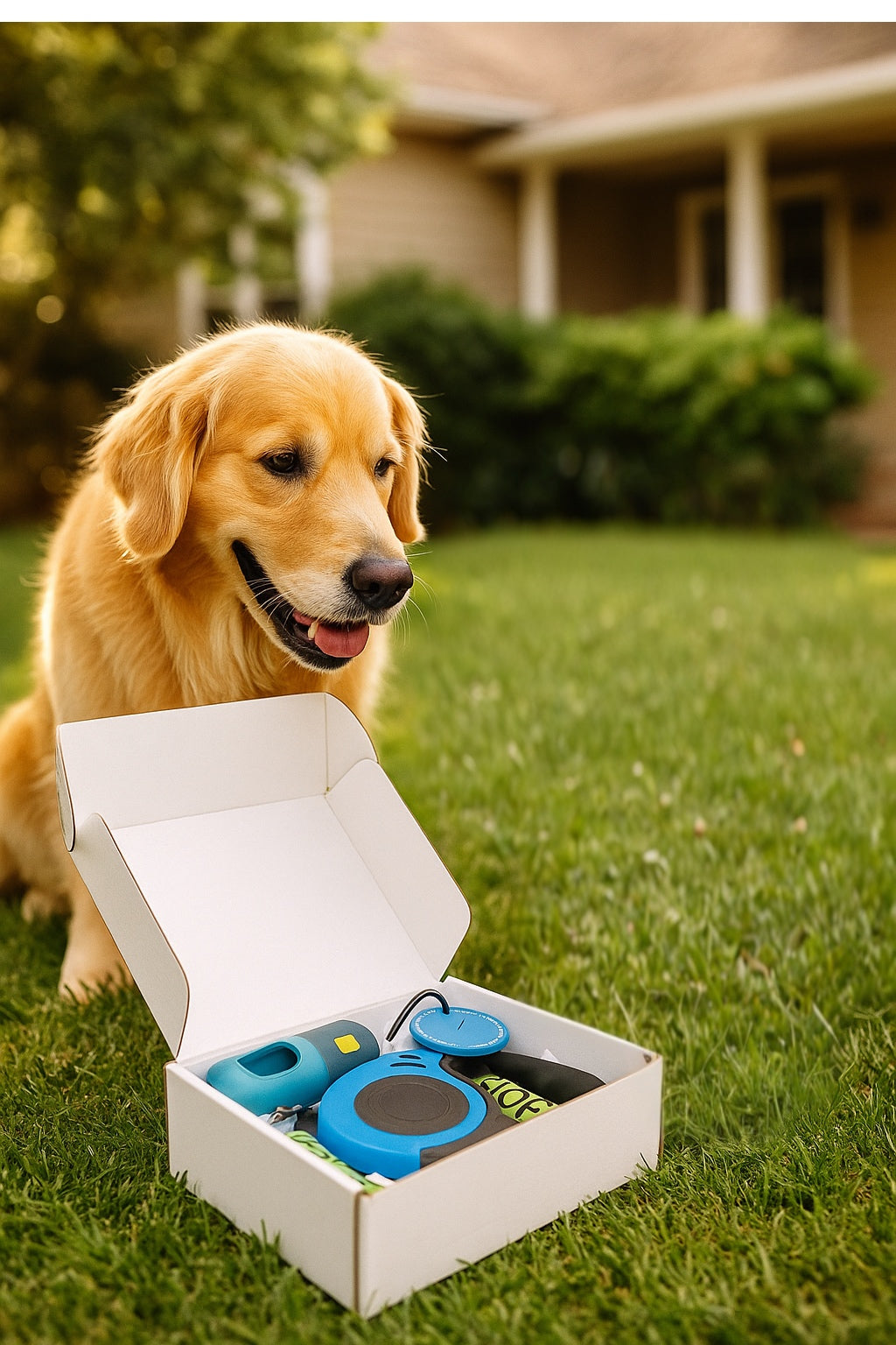 Pack de Paseo para Mascotas | Correa Retráctil, Porta bolsa con Linterna LED, Bolsas Biodegradables, porta bolsa excremento.