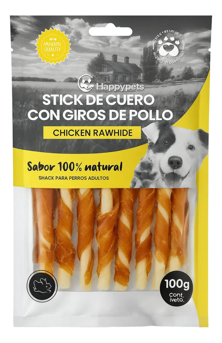Snack Para Perro Adulto- Stick De Cuero Con Giros De Pollo
