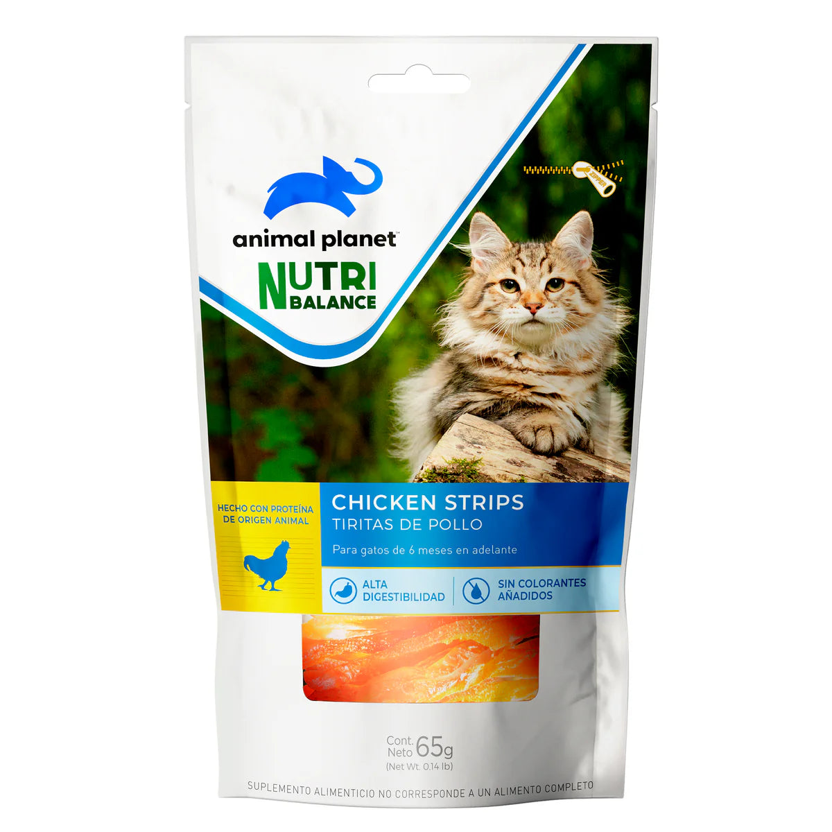 SNACK ANIMAL PLANET GATO TIRITAS DE POLLO 65G