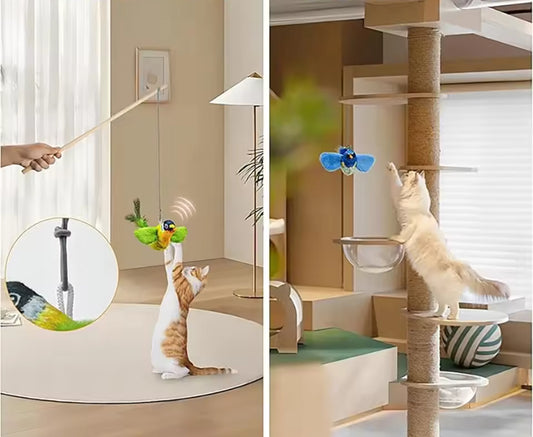Juguete Interactivo para Gatos con Sonido de Pájaros y Catnip – Colgante de Pared Ideal para Gatos de Interior