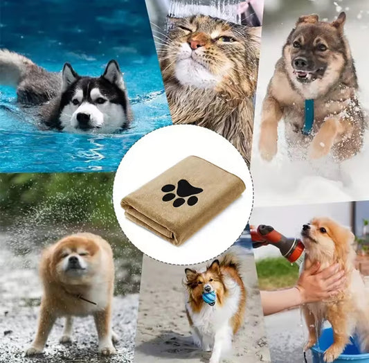 Toalla de Baño para Mascotas de Microfibra Súper Suave y Absorbente – Ideal para Perros y Gatos, con Bordado de Alta Calidad