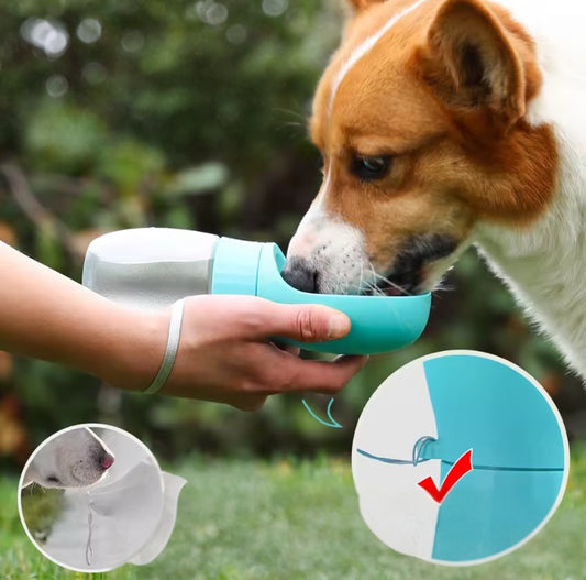 Botella de Agua Portátil para Mascotas 300 ml | Bebedero Antiderrames para Paseos, Viajes y Outdoor